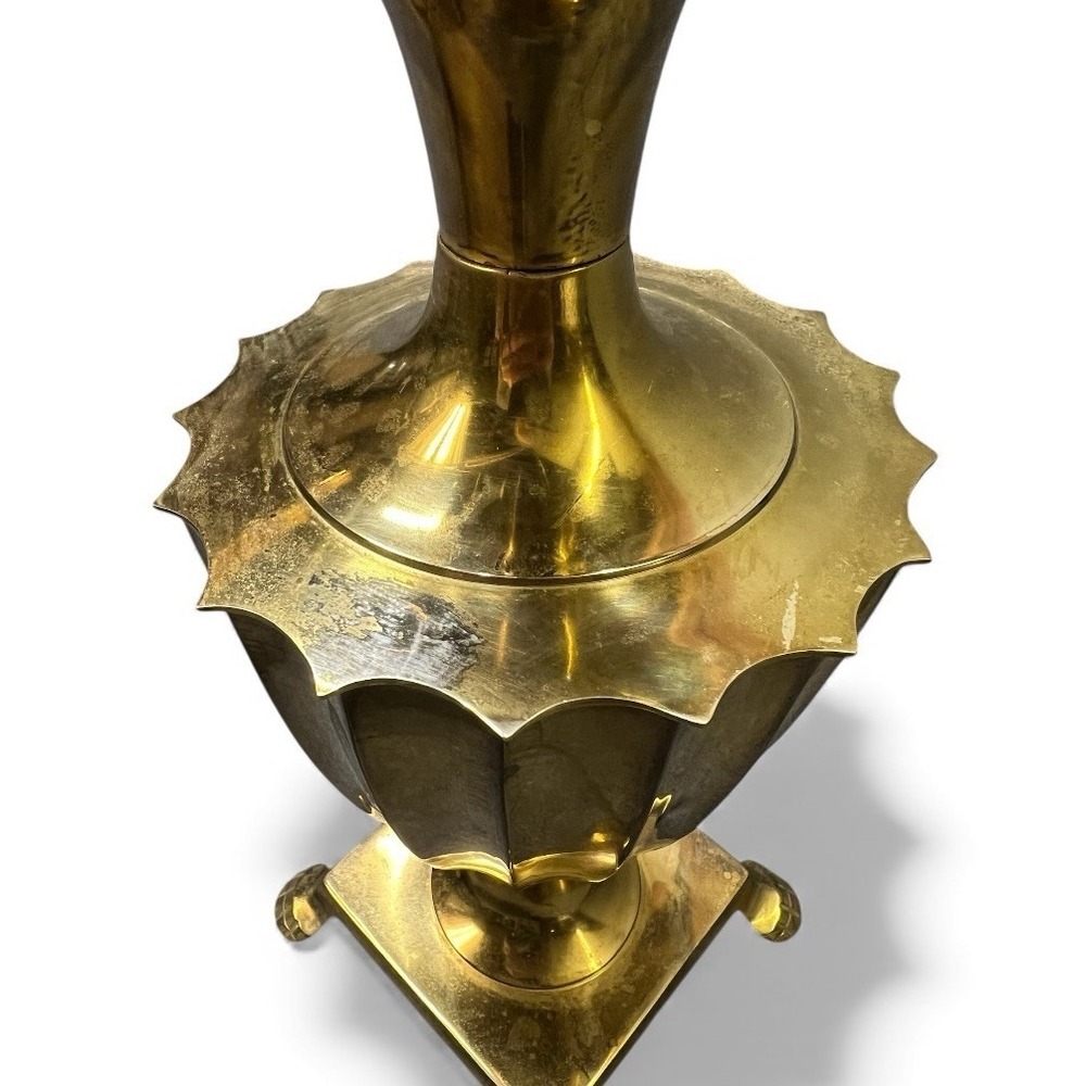 Pineapple Table Lamp Hollywood Regency Metal Brass Tone Claw Foot Heavy Vtg - Picture 6 of 15